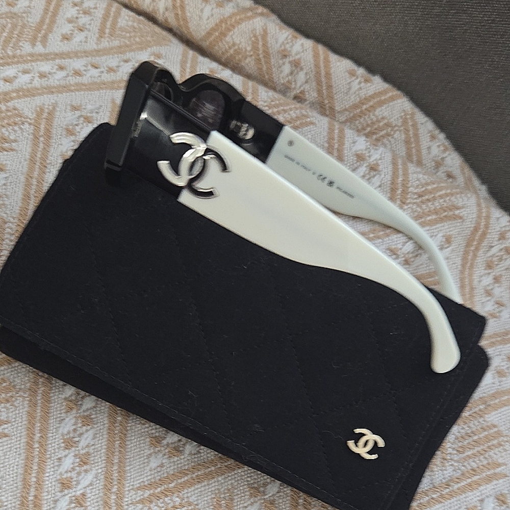Chanel Black and White Sunglasses with Case
